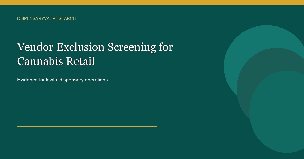 Research graphic with the headline: Vendor Exclusion Screening for Cannabis Retail