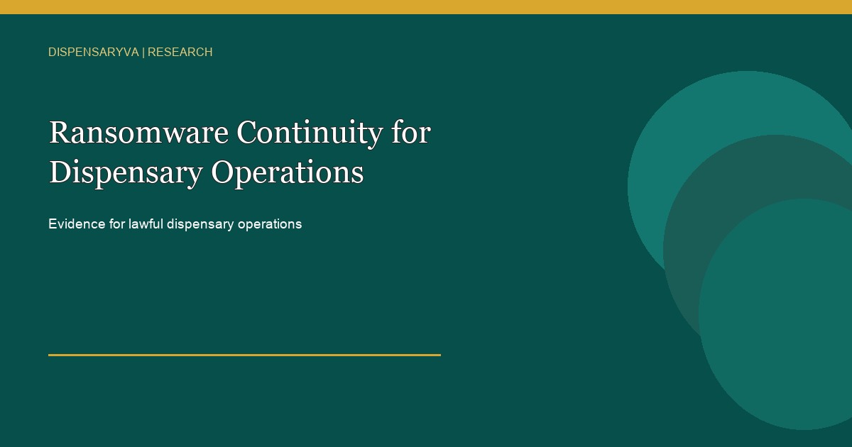 Research graphic with the headline: Ransomware Continuity for Dispensary Operations